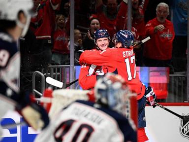 McMichael, Ovechkin power surging Capitals past Blue Jackets 7-2