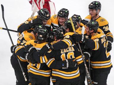 Pavel Zacha scores 2:15 into overtime and lifts the Bruins to a 3-2 win over the Red Wings