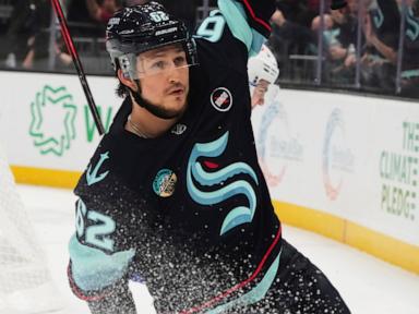 Eeli Tolvanen scores early, and again late, to lead Kraken to a 4-2 win over Utah