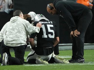 Raiders quarterback Gardner Minshew is out for the season with a broken collarbone