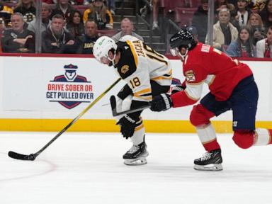 Pastrnak's goal in OT lifts Bruins over Panthers 4-3 and snaps Boston's 6-game losing streak