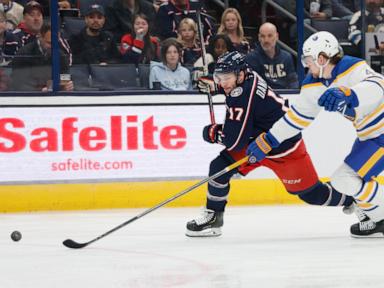 Tarasov stops 20 shots and Blue Jackets use balanced scoring in a 6-4 victory over the Sabres