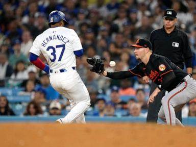 Dodgers survive hitless night by Shohei Ohtani to beat the Orioles 6-3 for 80th victory of season