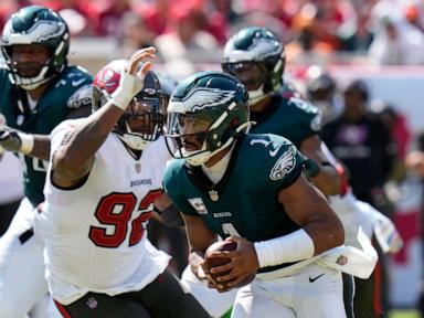 Mayfield throws for 347 yards and accounts for three TDs to lead Bucs over Eagles 33-16