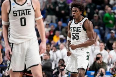 Carr and Fears lead Michigan State to 17th Sweet 16 under Izzo with 77-69 win over Louisville