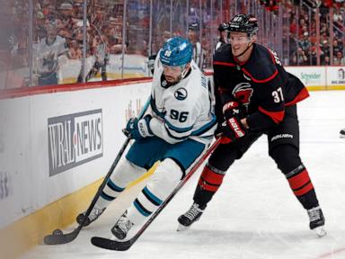 Jalen Chatfield scores in 3rd period as the Hurricanes beat the Sharks 3-2