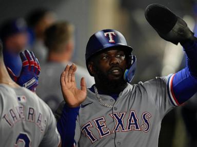 Rangers score four runs in ninth to beat Angels 9-8