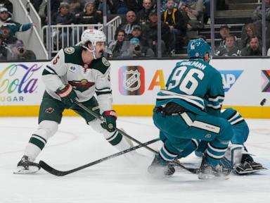 Marc-Andre Fleury makes 36 saves as the short-handed Wild beat the Sharks 3-1