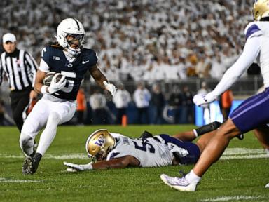 Warren scores 2 TDs as No. 6 Penn State routs Washington 35-6