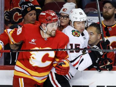 Matt Coronato scores 2 goals and the Flames stay unbeaten with a 3-1 win over the Blackhawks