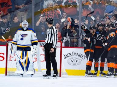 Bobby Brink breaks late tie, Flyers beat Blues 2-1 for 2nd straight victoiry