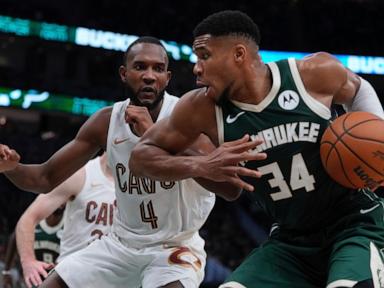 Bucks star Giannis Antetokounmpo out with muscle strain as Milwaukee visits unbeaten Cavaliers