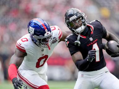 Daniel Jones picked off twice in 1st game since ACL injury as Giants fall to Texans 28-10