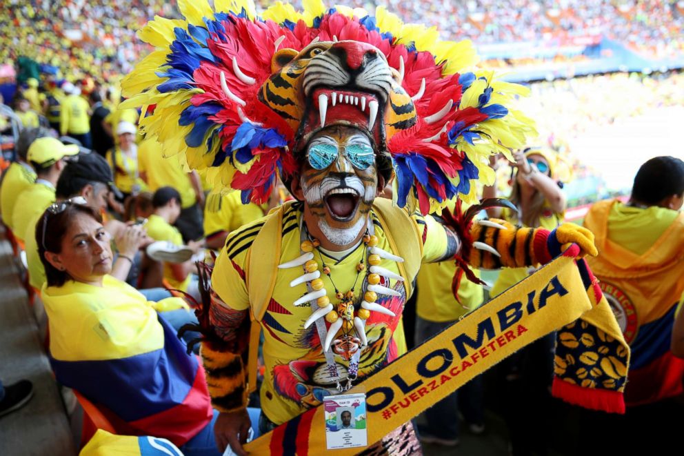 PHOTO: A fan of Colombia enjoys the pre match atmosphere ahead of the 2018 FIFA World Cup Russia group H match between Colombia and Japan at Mordovia Arena on June 19, 2018 in Saransk, Russia.