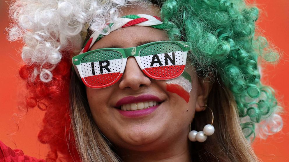 PHOTO: Iran supporters wait for the start of the Qatar 2022 World Cup Group B football match between England and Iran at the Khalifa International Stadium in Doha, Qatar, Nov. 21, 2022.
