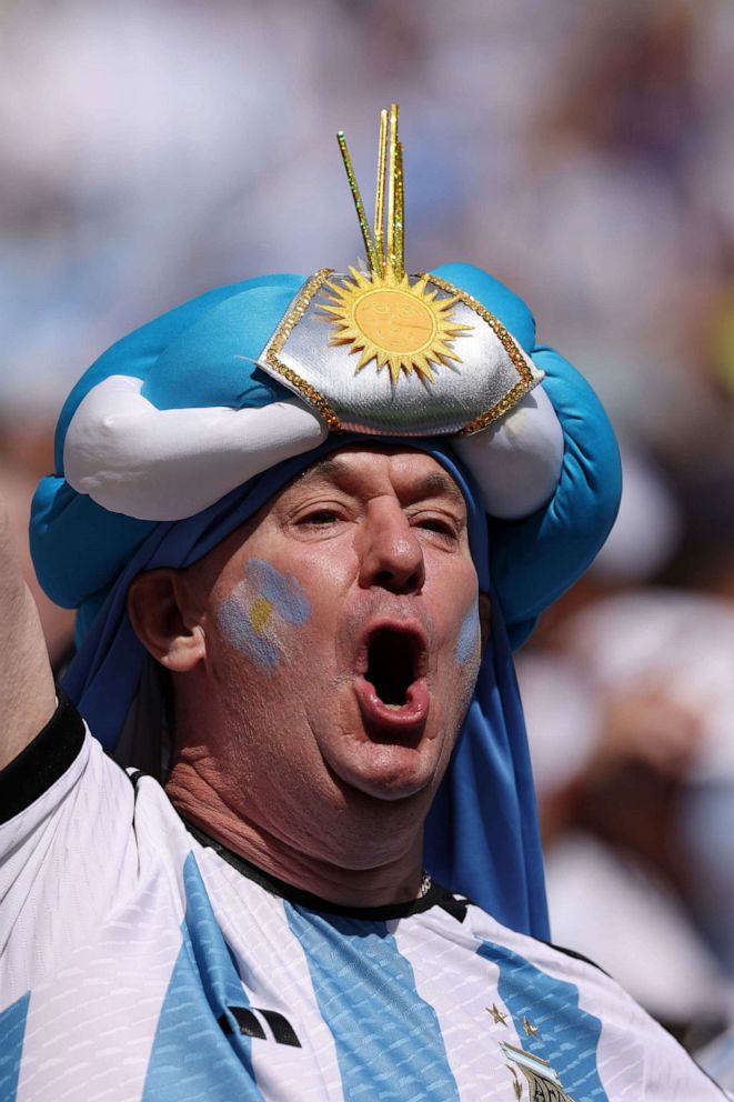 PHOTO: An Argentinian fan enjoys the pre match atmosphere prior to the FIFA World Cup Qatar 2022 Group C match between Argentina and Saudi Arabia at Lusail Stadium, Nov. 22, 2022 in Lusail City, Qatar.