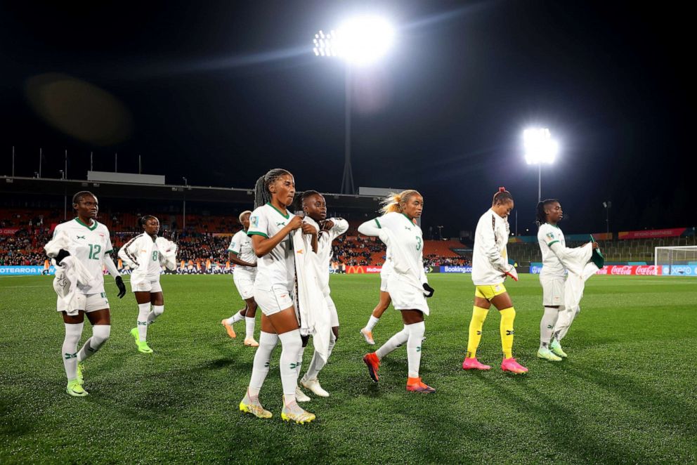 PHOTO: Zambia players look on prior to the FIFA Women's World Cup Australia & New Zealand 2023 Group C match between Costa Rica and Zambia at Waikato Stadium on July 31, 2023 in Hamilton, New Zealand.