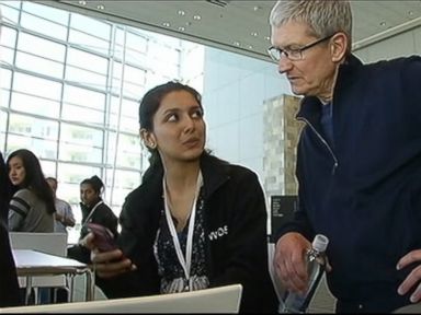 VIDEO: Apple CEO met with scholarship winners, some of whom have already created apps being sold by Apple.