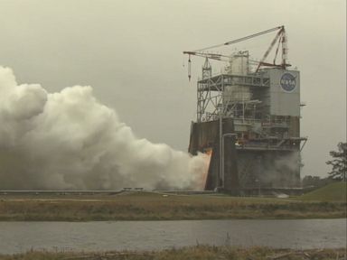 VIDEO: The engine is one of four powering NASA's Space Launch System, which will provide a combined 2 million pounds of thrust, eventually launching humans on long-haul missions to an asteroid and to Mars sometime in the 2030s, according to NASA.