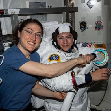 U.S. astronauts Christina Koch and Jessica Meir will step outside the International Space Station Friday morning, the first time in history that two women have done a spacewalk together.