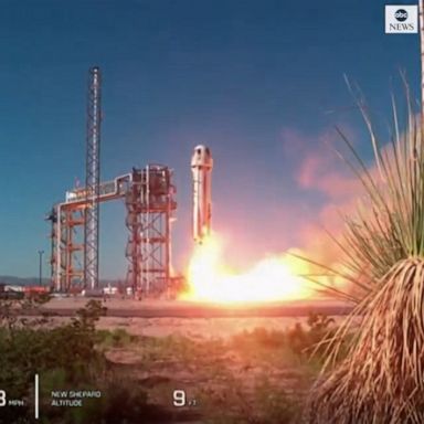 BLAST OFF: Amazon founder Jeff Bezos' Blue Origin space firm sent a spacecraft carrying artwork painted on a capsule and a moon-landing navigation experiment for NASA into space.