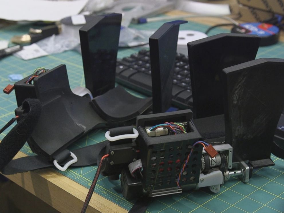 PHOTO: This exoskeleton has a system of electromechanics that users attach to their legs to augment walking.