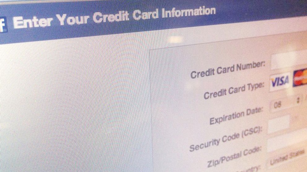 Facebook's credit card page. 