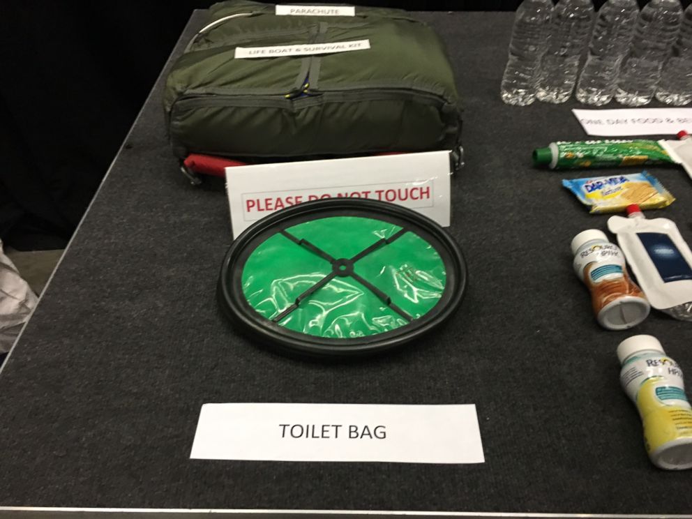 PHOTO: A “toilet bag” is used below the cockpit seat for bathroom breaks.