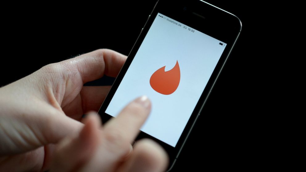 Tinder is seen on a smart phone. 