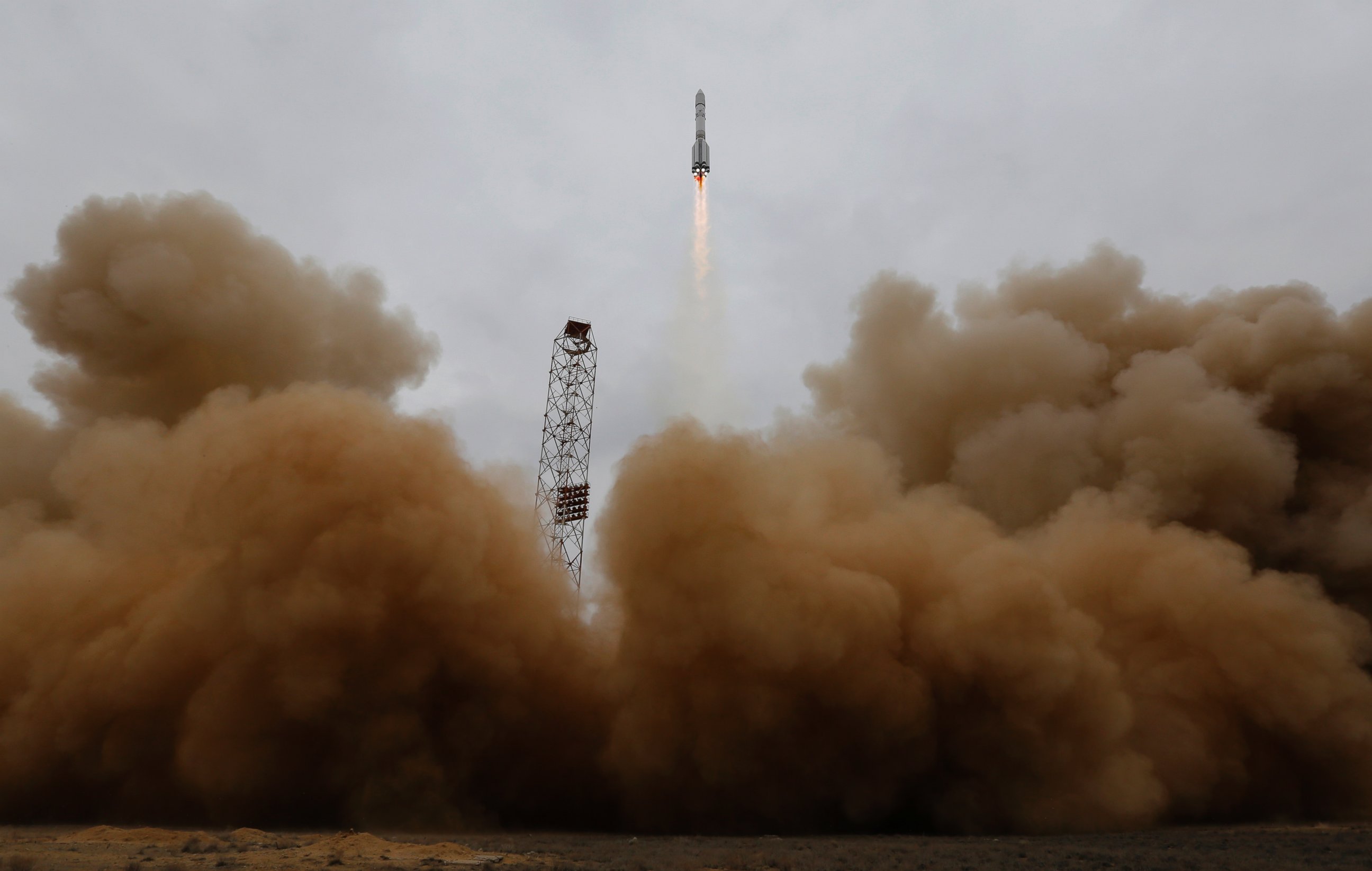 PHOTO: The Proton-M rocket booster blasts off at the Russian leased Baikonur cosmodrome, Kazakhstan on March 14, 2016. 