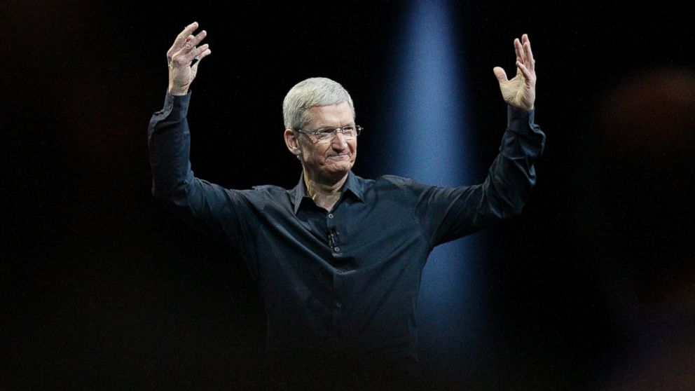 PHOTO: Apple CEO Tim Cook gestures during the Apple Worldwide Developers Conference in San Francisco