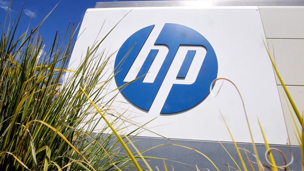 The Hewlett-Packard Co. logo is seen outside the company's headquarters in Palo Alto, Calif., in this Aug. 21, 2014 file photo.