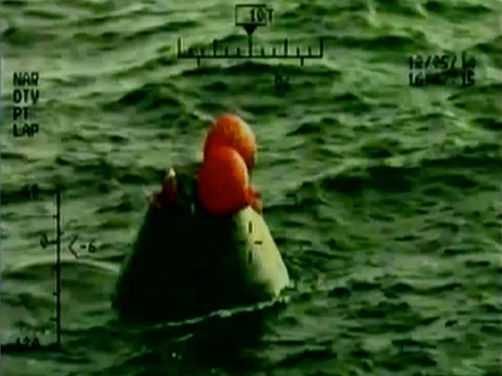 PHOTO: In this frame grab from NASA-TV, the Orion capsule floats after splashing down in the Pacific Ocean, Dec. 5, 2014.