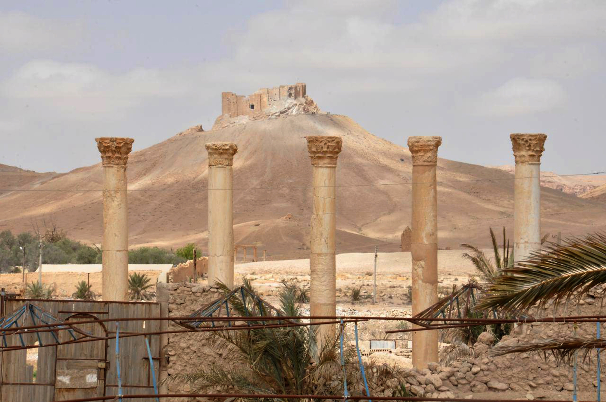 PHOTO: This photo released on March 27, 2016, by the Syrian official news agency SANA, shows a general view of Palmyra citadel, central Syria.