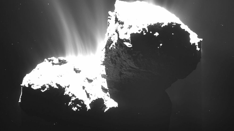 The photo recently released by ESA and taken by OSIRIS wide-angle camera on the Rosetta space probe, Nov. 22, 2014.
