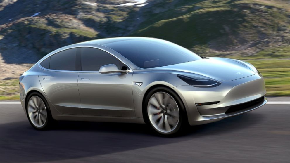 This undated photo provided by Tesla Motors shows the Model 3 car. 