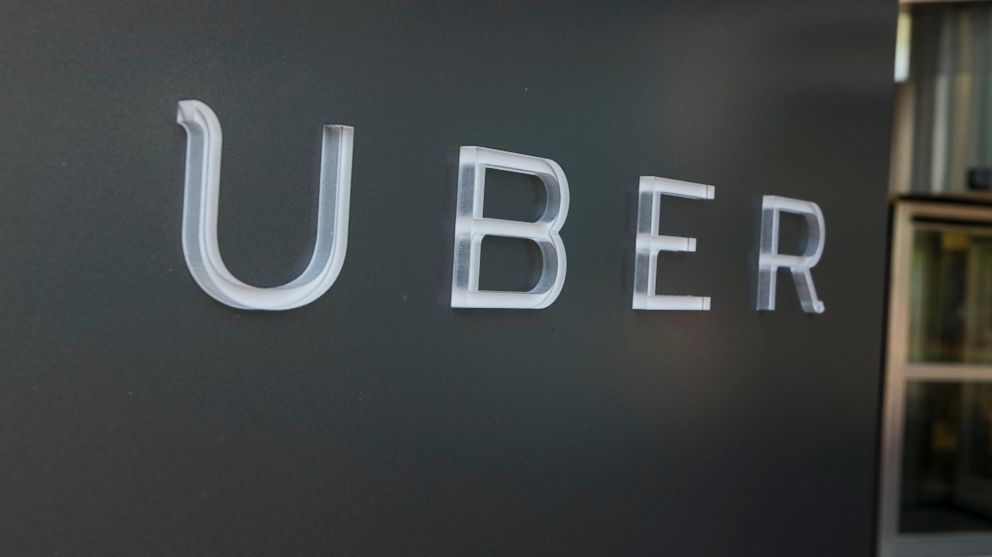 An Uber logo outside of the headquarters of the ride sharing app is pictured in San Francisco, Calif. on Dec. 29, 2014. 