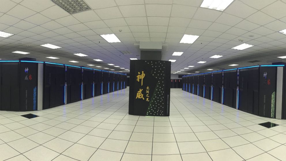 A handout picture made available by the National Supercomputing Center on June 20, 2016 shows the Sunway TaihuLight supercomputer, located at the state-owned Chinese Supercomputing Center in Wuxi, Jiangsu province, China.  