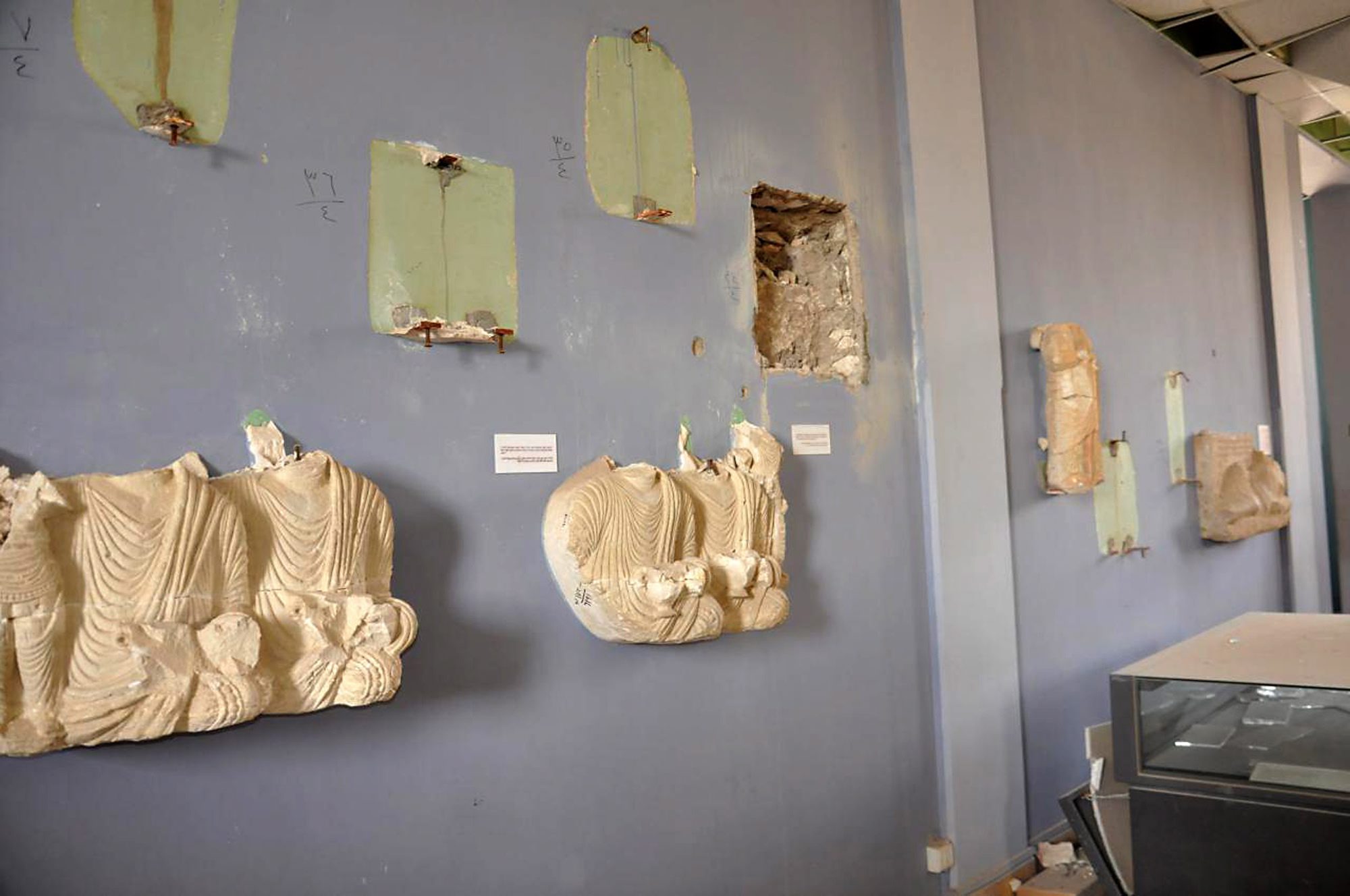 PHOTO: A handout photo released by the official Syrian Arab News Agency (SANA) on March 27,  2016 shows damage inside the national museum of Palmyra, Syria.