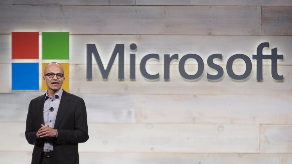 Microsoft CEO Satya Nadella addresses shareholders during Microsoft Shareholders Meeting in this Dec. 3, 2014 file photo in Bellevue, Wash.