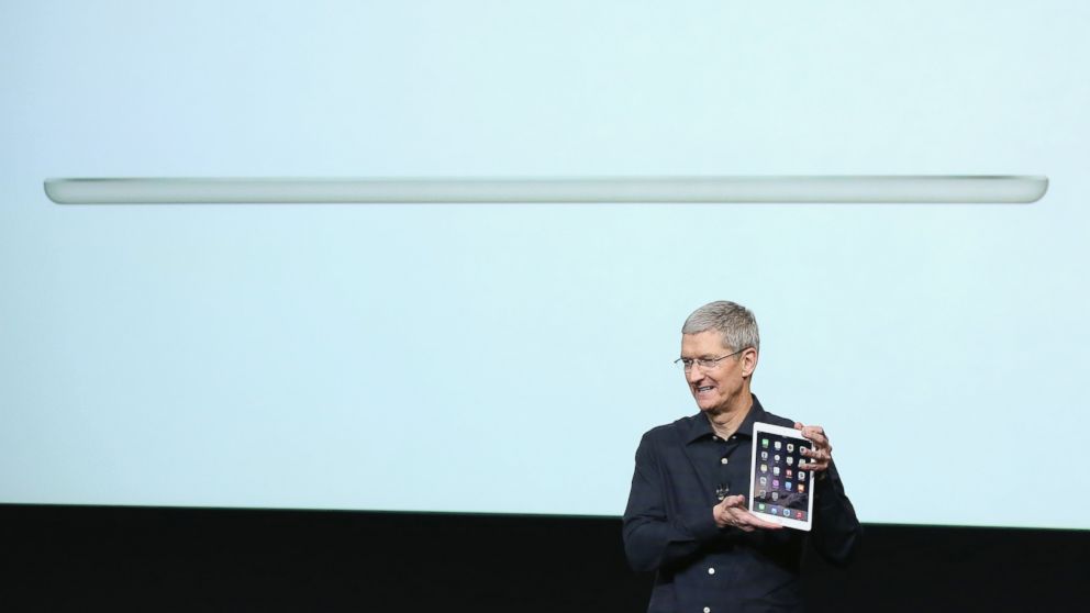 PHOTO: Apple CEO Tim Cook speaks during an event introducing the new iPad Air 2 and iPad Mini 3 at Apple's headquarters Oct. 16, 2014 in Cupertino, Calif. 