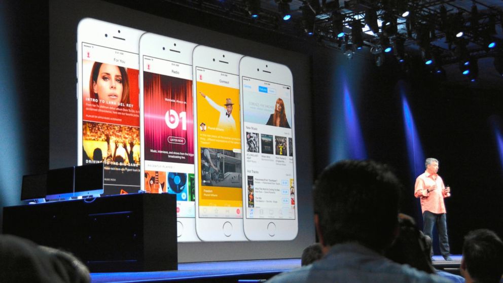 PHOTO: Apple's senior vice president of Internet Software and Services Eddy Cue speaks about Apple Music during Apple WWDC,  June 8, 2015, in San Francisco, Calif. 
