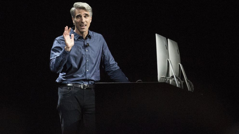 Craig Federighi, Apple's senior vice president of Software Engineering, introduces the new macOS Sierra software at an Apple event at the Worldwide Developer's Conference, June 13, 2016 in San Francisco.