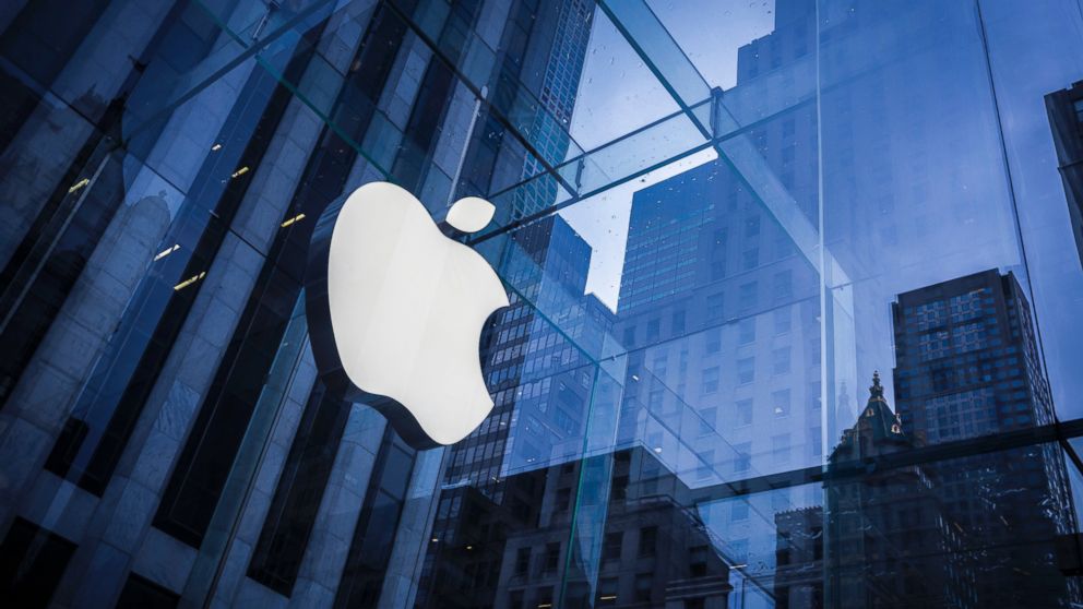 The logo of Apple is seen on an Apple Store in New York. Feb. 25, 2016. 