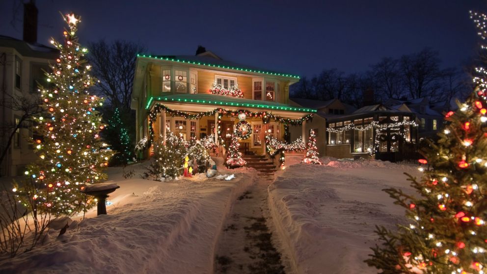 A Christmas display lights up a home in an undated file photo.