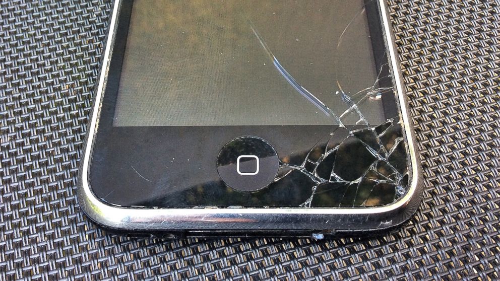 PHOTO: An iPhone with a cracked screen is pictured. 