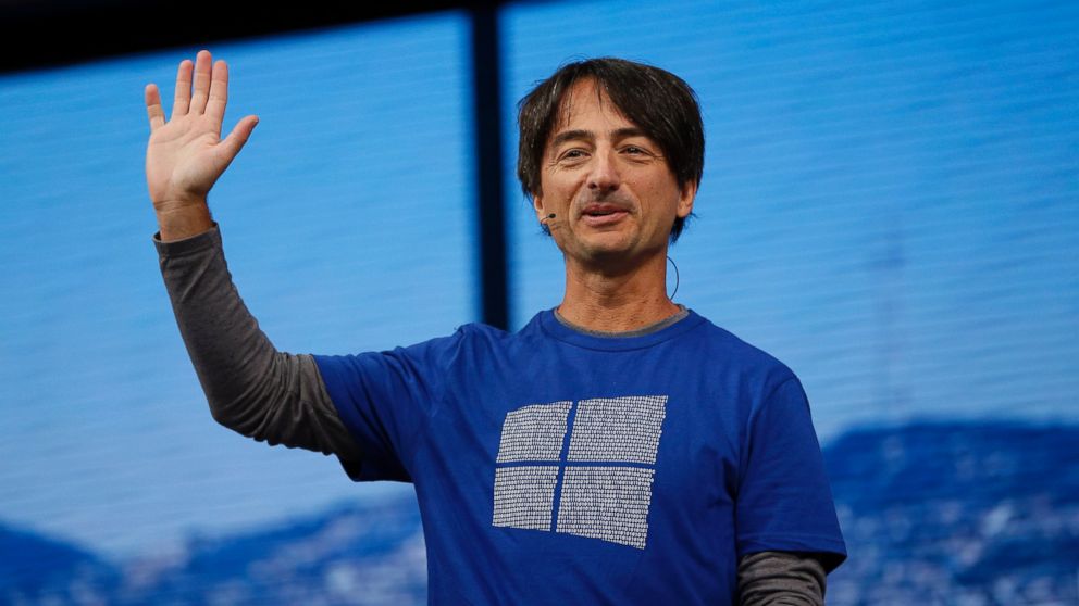 Joe Belfiore, corporate vice president, operating systems group at Microsoft, speaks on stage during the 2015 Microsoft Build Conference, April 29, 2015, in San Francisco.