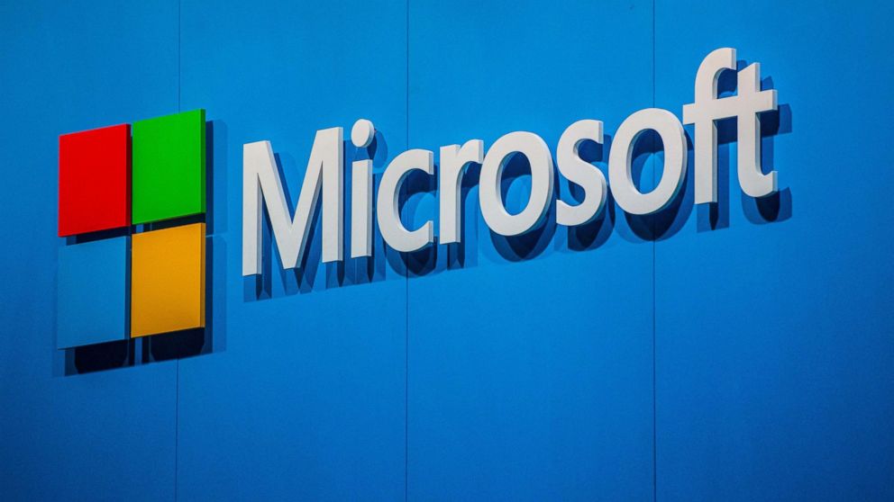 A logo sits outside the Microsoft pavilion during the second day of the Mobile World Congress 2015 at the Fira Gran Via complex on March 3, 2015 in Barcelona, Spain. 