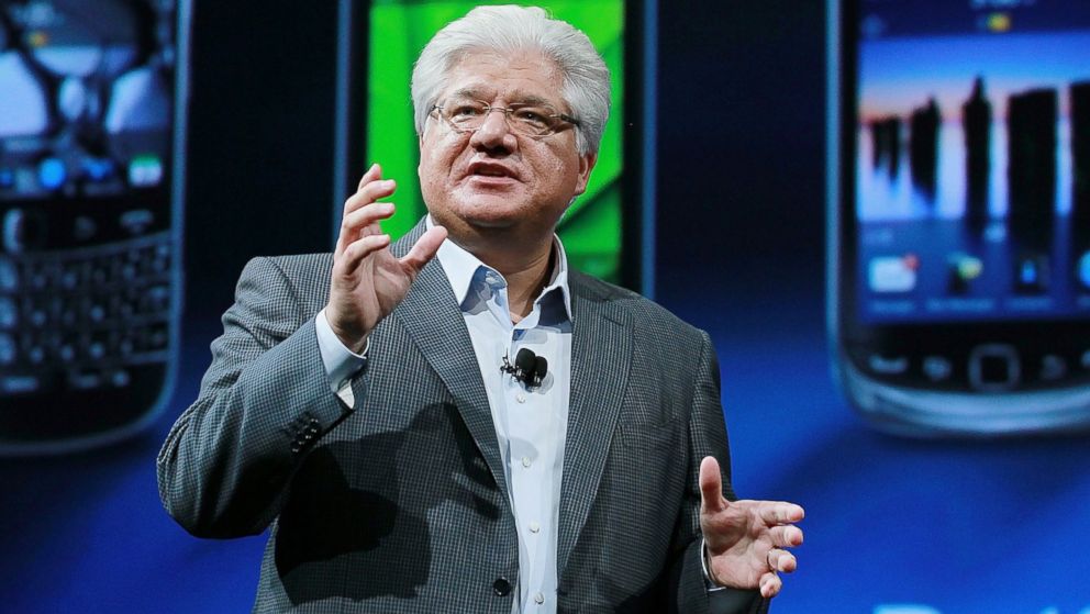 Research in Motion President and co-CEO Mike Lazaridis delivers a keynote address at the BlackBerry Devcon Americas, Oct. 18, 2011, in San Francisco.