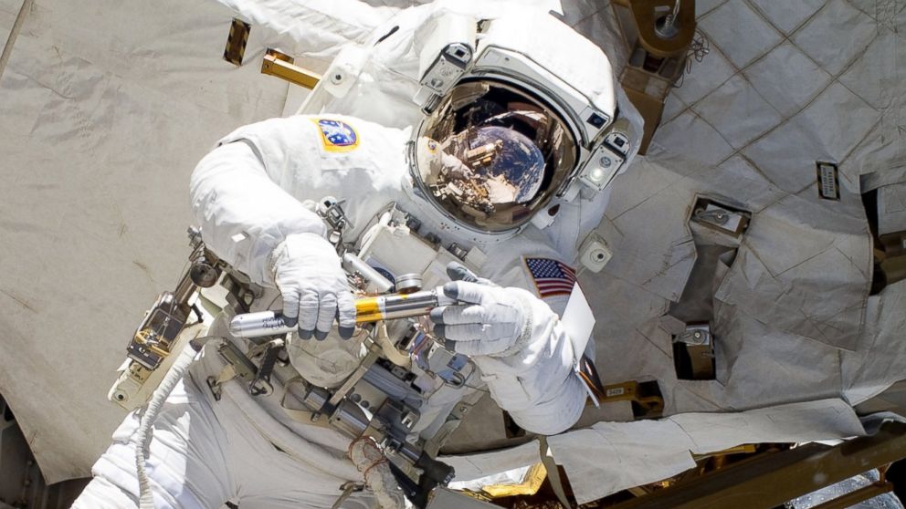 NASA astronaut Alvin Drew participates in an EVA on the International Space Station on Feb. 28, 2011.